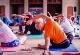 Elderly man in exercise class